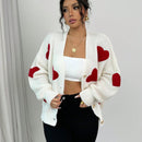 Essnce blusa minimalista de manga larga con botones delanteros y grafico de corazon, casual para uso diario