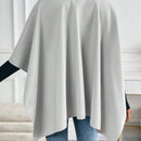 Prive abrigo tipo poncho suelto de mezcla de lana con cuello de piel
