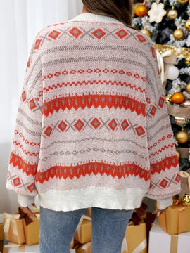 Emery rose cardigan casual con caida de hombros y patron geometrico para mujer, otono/invierno