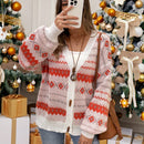 Emery rose cardigan casual con caida de hombros y patron geometrico para mujer, otono/invierno