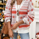 Emery rose cardigan casual con caida de hombros y patron geometrico para mujer, otono/invierno