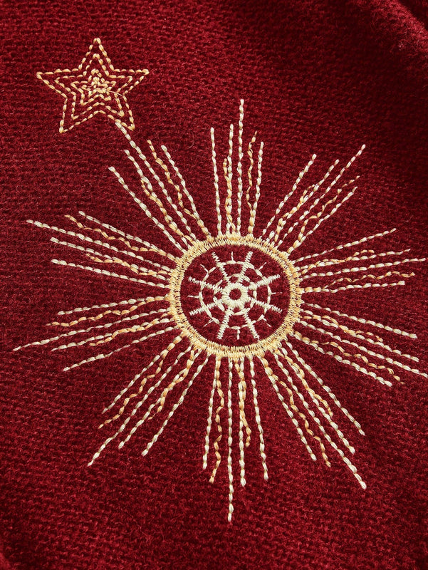 Romwe fairycore sueter tipo cardigan de mujer con bordado de sol y luna en estilo misterioso de bruja para navidad