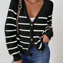 Frenchy cardigan con botones de corte casual y rayas para mujer, para otono/invierno