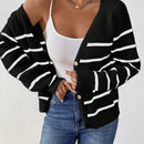 Frenchy cardigan con botones de corte casual y rayas para mujer, para otono/invierno