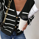 Frenchy cardigan con botones de corte casual y rayas para mujer, para otono/invierno