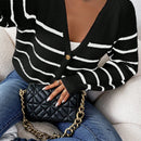 Frenchy cardigan con botones de corte casual y rayas para mujer, para otono/invierno