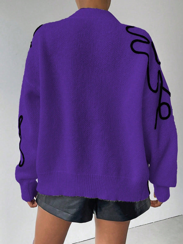 Frenchy cardigan casual de mujer con bloqueo de color y estampado floral, para otono/invierno