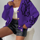 Frenchy cardigan casual de mujer con bloqueo de color y estampado floral, para otono/invierno