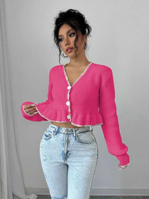 Raffinea blusa casual de manga larga con botones de unicolor, para uso diario