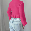 Raffinea blusa casual de manga larga con botones de unicolor, para uso diario