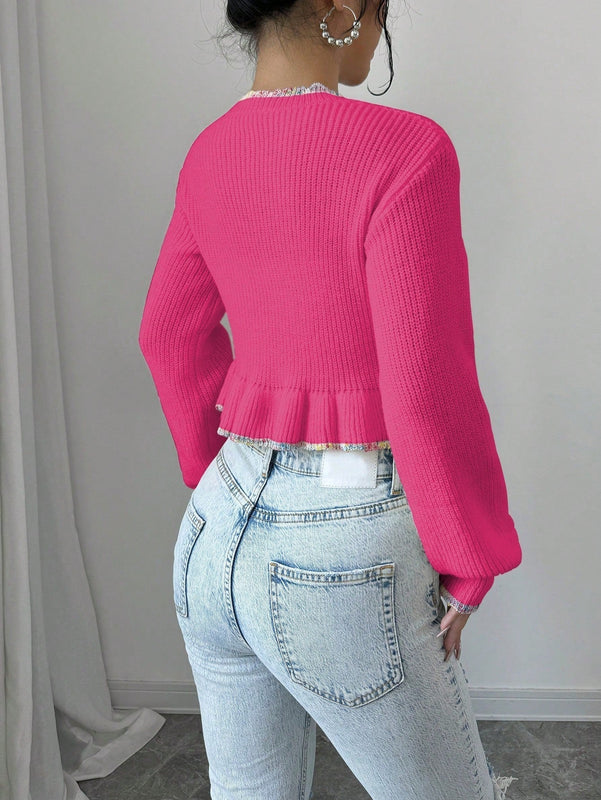 Raffinea blusa casual de manga larga con botones de unicolor, para uso diario