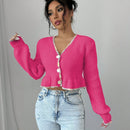 Raffinea blusa casual de manga larga con botones de unicolor, para uso diario