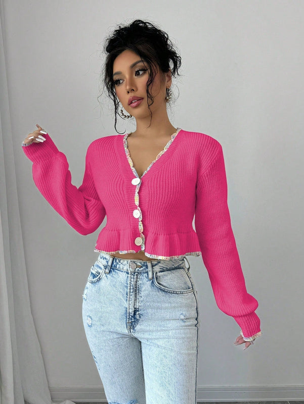 Raffinea blusa casual de manga larga con botones de unicolor, para uso diario