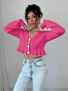 Raffinea blusa casual de manga larga con botones de unicolor, para uso diario