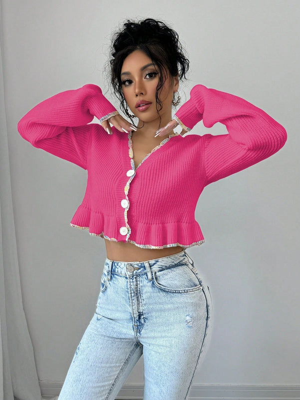 Raffinea blusa casual de manga larga con botones de unicolor, para uso diario