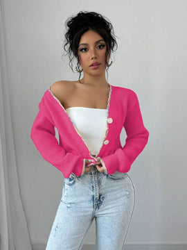 Raffinea blusa casual de manga larga con botones de unicolor, para uso diario