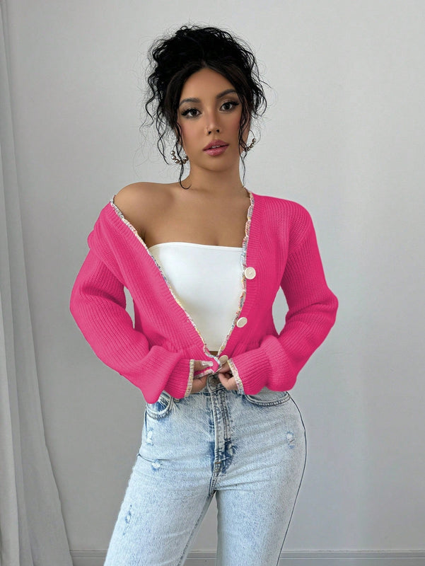 Raffinea blusa casual de manga larga con botones de unicolor, para uso diario