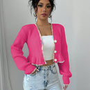 Raffinea blusa casual de manga larga con botones de unicolor, para uso diario
