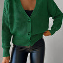 Cardigan casual de un solo botonadura de mangas largas y hombros caidos de unicolor para mujer, otono/invierno