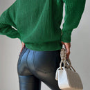 Cardigan casual de un solo botonadura de mangas largas y hombros caidos de unicolor para mujer, otono/invierno