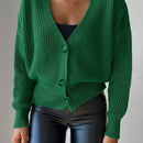 Cardigan casual de un solo botonadura de mangas largas y hombros caidos de unicolor para mujer, otono/invierno