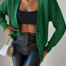 Cardigan casual de un solo botonadura de mangas largas y hombros caidos de unicolor para mujer, otono/invierno