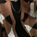 Dazy cardigan con bloques de color y argyle para mujer, informal para otono/invierno