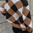 Dazy cardigan con bloques de color y argyle para mujer, informal para otono/invierno