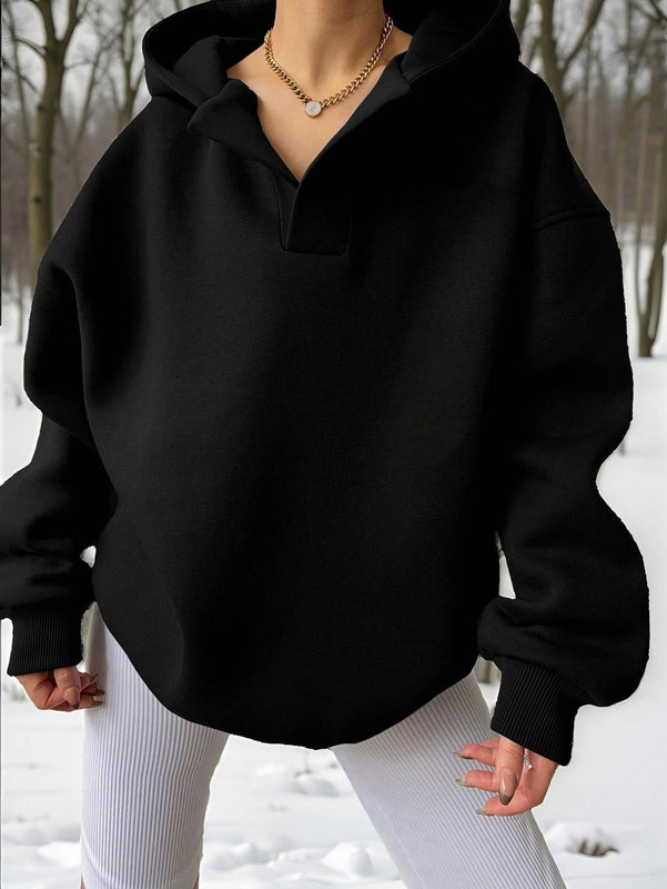 Ezwear sudadera con capucha de corte holgado para mujer, casual de primavera/otono, de manga larga con cremallera, holgada, regular, color albaricoque, hombros caidos, sudaderas para mujer