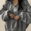 Ezwear sudadera con capucha de manga larga informal con estampado de letra, hombros caidos y cordon, para otono