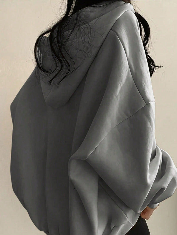 Ezwear sudadera con capucha de manga larga informal con estampado de letra, hombros caidos y cordon, para otono