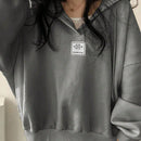 Ezwear sudadera con capucha casual de mujer con bordado de letras, para otono/invierno