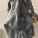Ezwear sudadera con capucha casual de mujer con bordado de letras, para otono/invierno