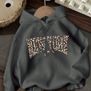 Ezwear sudadera holgada con capucha de felpa gruesa con estampado minimalista casual de leopardo y estrella en blanco para mujeres