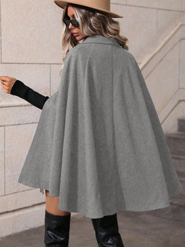 Clasi abrigo suelto con doble botonadura de moda para mujer en otono