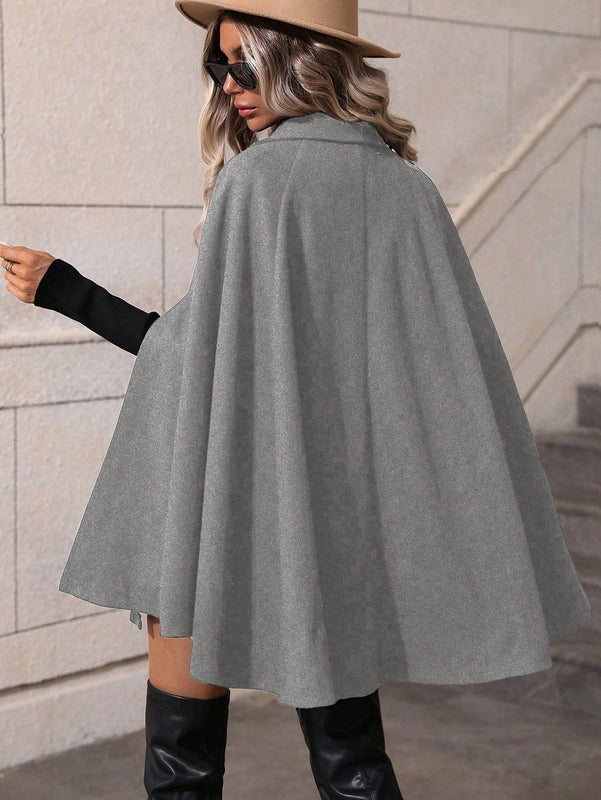 Clasi abrigo suelto con doble botonadura de moda para mujer en otono