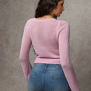 Bae cardigan corto casual de un solo botonadura y unicolor para mujer, otono