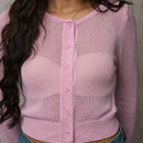 Bae cardigan corto casual de un solo botonadura y unicolor para mujer, otono