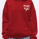 Sudadera con capucha negra holgada de mujer con estampado de lema, hombros caidos y cordon, primavera y otono
