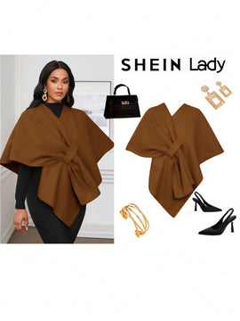 Lady poncho para mujer con diseno de drapeado en la cintura y lazo