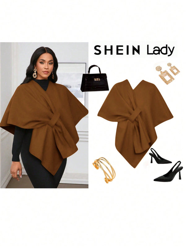 Lady poncho para mujer con diseno de drapeado en la cintura y lazo