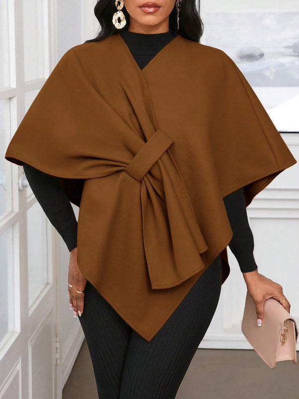 Lady poncho para mujer con diseno de drapeado en la cintura y lazo