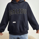 Ezwear sudadera informal con capucha y bolsillo con estampado de letras, para otono/invierno