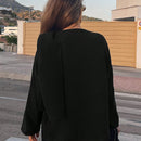Essnce chaqueta de lana negra holgada y versatil para uso casual y de aeropuerto, diseno de bufanda de una pieza, chaqueta de cardigan corta de lana calida para el invierno, tendencia de moda otono 2024