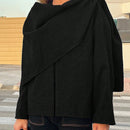 Essnce chaqueta de lana negra holgada y versatil para uso casual y de aeropuerto, diseno de bufanda de una pieza, chaqueta de cardigan corta de lana calida para el invierno, tendencia de moda otono 2024