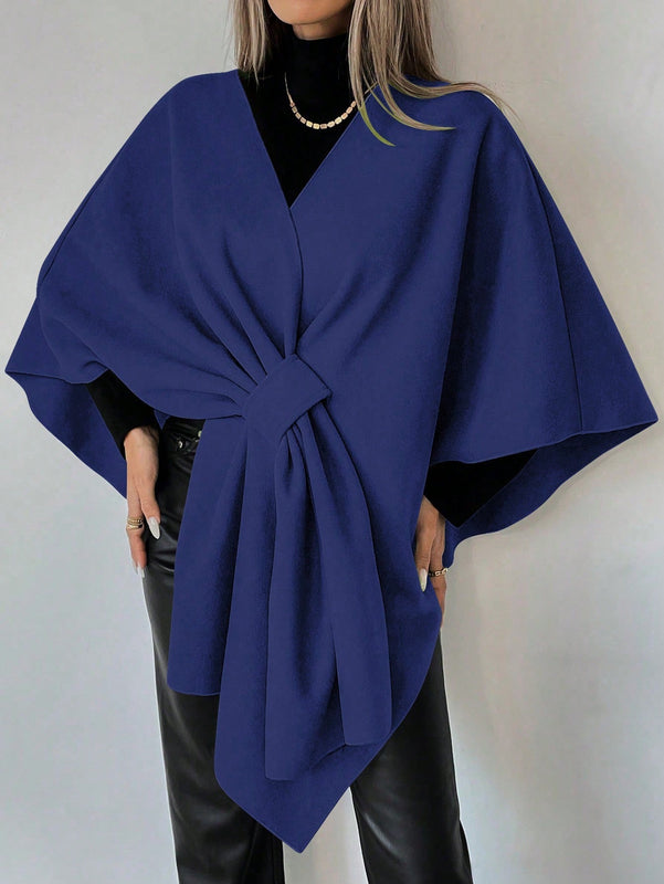 Clasi capa abrigo de lana asimetrica y holgada de diseno de moda de un solo color, para otono/invierno