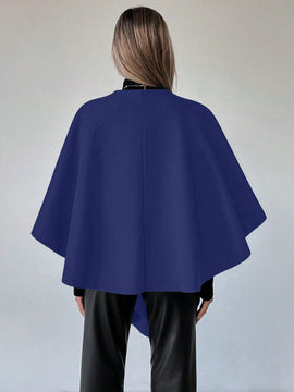 Clasi capa abrigo de lana asimetrica y holgada de diseno de moda de un solo color, para otono/invierno