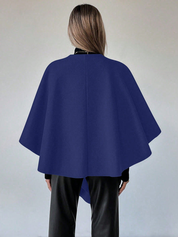 Clasi capa abrigo de lana asimetrica y holgada de diseno de moda de un solo color, para otono/invierno