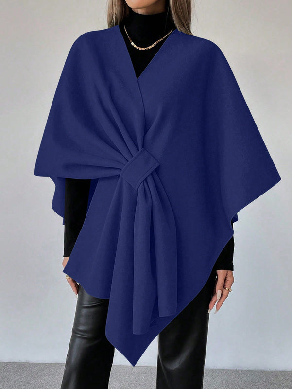 Clasi capa abrigo de lana asimetrica y holgada de diseno de moda de un solo color, para otono/invierno