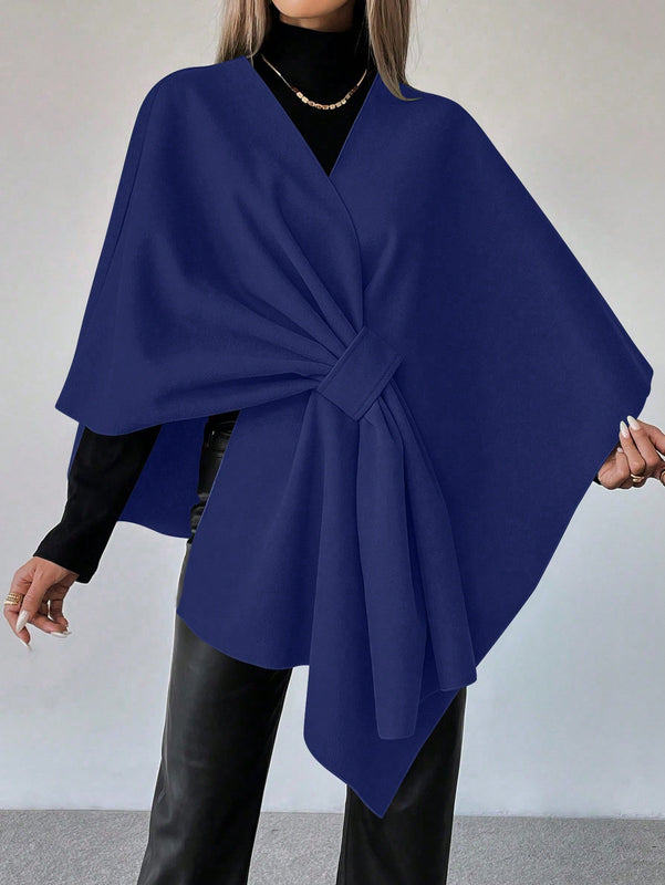 Clasi capa abrigo de lana asimetrica y holgada de diseno de moda de un solo color, para otono/invierno